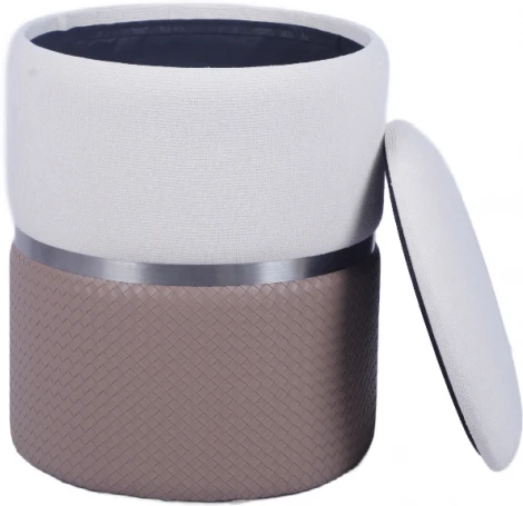 Пуф Кэрри с ящиком серебро шенилл светло-коричневый Stool Group арт.УТ000039381