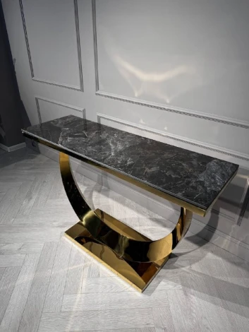 Стол-консоль IST-CASA Прайм IST-803,120х40х78 см, черный мрамор/золотой