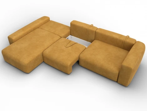 Диван угловой Лига-066 НПБ Лонг угол левый (ЛДСП,Фанера,Брус,Велюр/Желтый) Лига Диванов 131216L