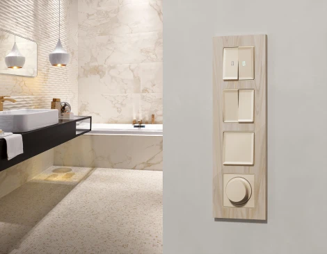 Комплект механизма двухклавишного перекрестного выключателя встраиваемый (бежевый матовый) Ambrella Volt QUANT MA323030