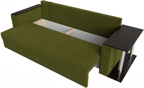 Лига Диванов диван прямой Атланта Лайт со столом справа (Микровельвет/Зеленый)