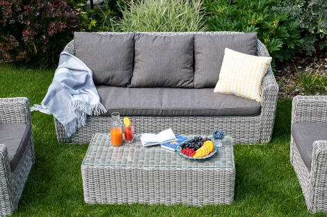 Журнальный столик из искусственного ротанга, цвет серый 4SIS Фабриция YH-S4507G gray