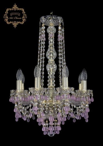 Подвесная люстра Art Classic 11.24 11.24.8.141.h-62.Gd.V7010 (220V, хрусталь, на цепи, подсвечник, свеча)