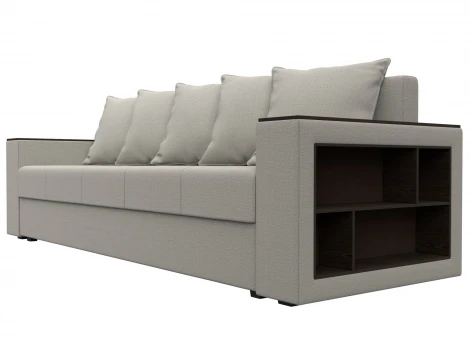 Диван прямой Дубай Лайт полки справа (ДСП,ЛДСП/Пластик/Рогожка/Бежевый) Лига Диванов 132280