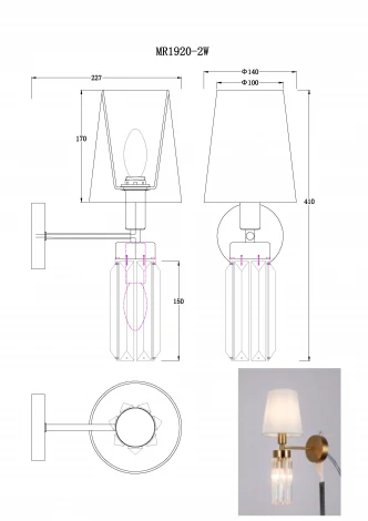 Бра MyFar Fernando MR1920-2W (220V, хрусталь)