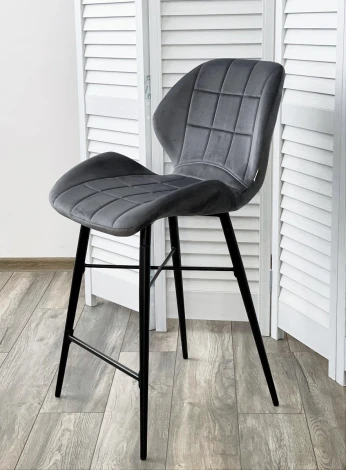 Полубарный стул M-City MARCEL BLUVEL-14 GREY (H=65cm), велюр