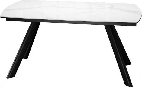 Стол DikLine KL160 керамика белый мрамор С39 глянец/опоры черные) (2 уп) арт.00-00072995