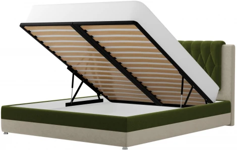 Кровать интерьерная Камилла 200 (Зеленый,Бежевый/Микровельвет) Лига Диванов арт.120662