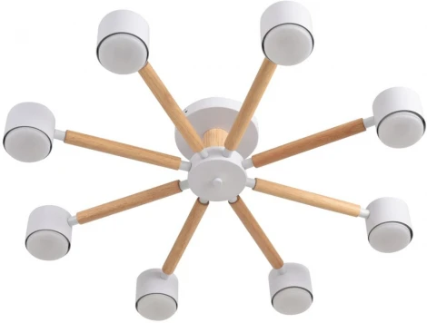 Потолочная люстра на штанге Lumion Vudi 8306/8C белый, дерево/металл GX53 LED 8*7W 220V
