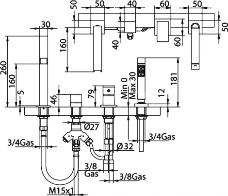 Смеситель Bandini Ice Cube 2 766.340/04 Cr на борт ванны