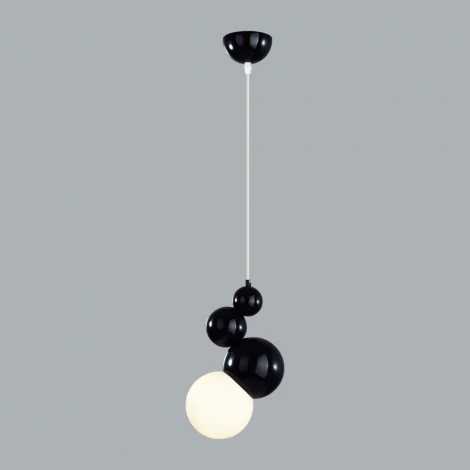 Подвесной светельник Lumion Blasen 6566/1A черный/белый матовый/металл/стекло E27 1*40W 220V (на проводе, шарики)