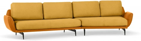 Диван Ispani угловой правый ОГОГО (арт.803480), (Ткань,Экокожа/Оранжевый)