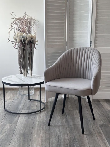 Стул ШЕЛЛ 360 град. поворот. цвет B22 Серый, велюр / черный каркас M-City 64760