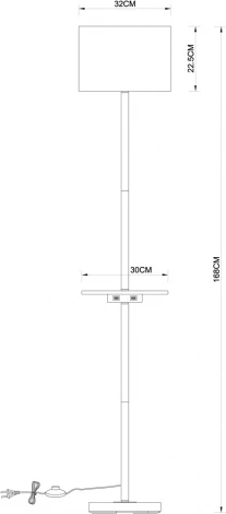 Торшер с полкой с usb Arte Lamp Combo A4056PN-1WH (220V, выключатель, круглые)