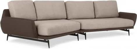 Диван Ispani угловой левый ОГОГО (арт.799388), (Ткань,Экокожа/Коричневый)