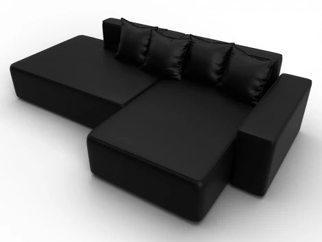 Диван угловой Лига-079 угол правый (ДСП/Пластик/Экокожа/Черный) Лига Диванов 129818