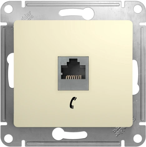 Телефонная розетка встраиваемая RJ-11 (бежевый) Systeme Electric Glossa GSL000281T
