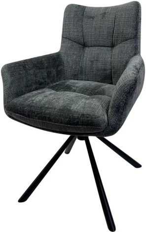 Стул EILAT 360 град. поворот с возвратом, Cremona-95 серый, ткань / Черный, ®DISAUR (арт.631M05824)