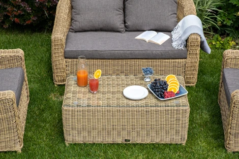 Лаунж-зона из искусственного ротанга, цвет соломенный 4SIS Кон Панна KPS2C2TJ-4-SET