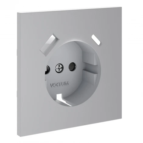 Накладка для розетки с заземлением и защитными шторками с USB A+C (серый) Voltum S70 VLS001016