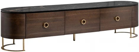 Тумба под телевизор Garda Decor 40AD-00099 (Золото/Коричневый,Черный мрамор)