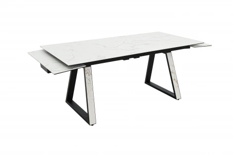 Стол NEW, Керамогранит, Черный матовый муар/Calacata vaglioro Аврора Монако 102125