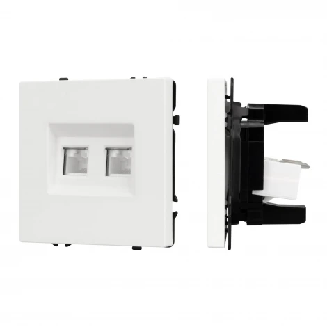 Розетка ARL NOBE компьютерная двойная софт-тач белый кварц SCT-MPC2-SFPL-WH (2хRJ-45, CAT6) (Arlight,) 054312(1)
