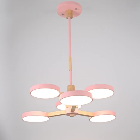 Потолочная люстра Wi-Fi на штанге Turna Dbl L6 Pink By ImperiumLoft Turna-Dbl01 (LED, 220V, голосовое управление, умный дом - Алиса)