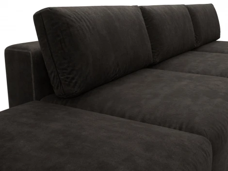 Диван прямой модульный с пуфом Лига-060 НПБ Лонг (ЛДСП,Брус,Фанера/Пластик/Велюр/Коричневый) Лига Диванов 129492