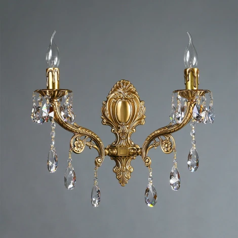 Бра Ambiente by Brizzi Ferro 8828/2 AB Tear Drop (220V, хрусталь Asfour, подвески, подсвечник, свеча)