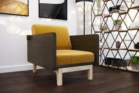 Кресло Arsko Двалин орех велюр горчичный