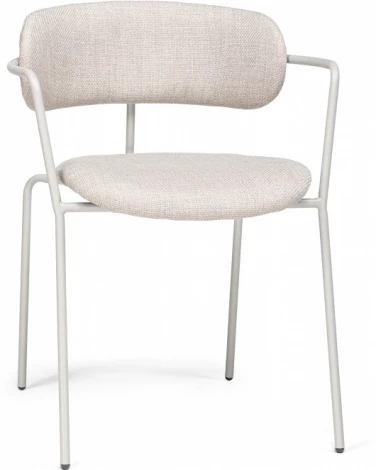 Обеденный стул Woodville Маки бежевый / серый матовый (Металл, Рогожка/Белый, Бежевый/Бежевый, Белый) арт.610747