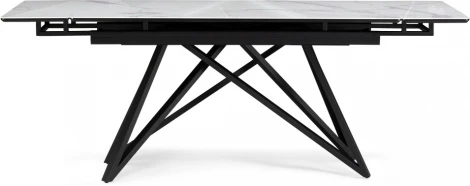 Стол стеклянный Notta Вилсон 140(200)х80 белый мрамор / черный арт.612172