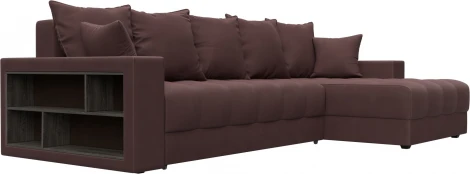 Диван угловой с декором и полкой Лига-050 НПБ Лига Диванов (Замша) арт.128613