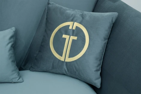 Диван Annette трехместный без мех,велюр бирюз.Colt1004/зол 250*100*95 Garda Decor арт.ANNETTE-3-2K-Colt1004