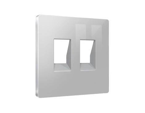 Лицевая панель для Ethernet RJ-45/телефонной RJ-11 двойной розетки (серебро глянец) Ambrella Volt QUANT AP4121