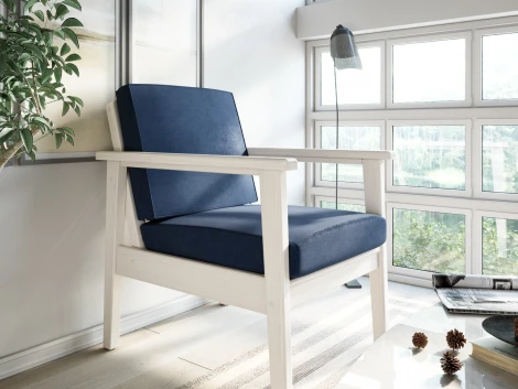 Кресло Arsko Лориан беленый дуб велюр синий