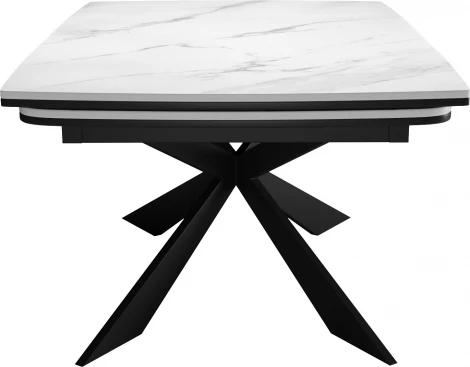 Стол DikLine KM160 мрамор С41 (керамика белая)/опоры черные 00-00069809