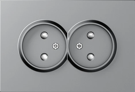 Накладка для розетки 2-й без заземления, со шторками 16A 250 В~, матовый серый Donel A07 DE22640