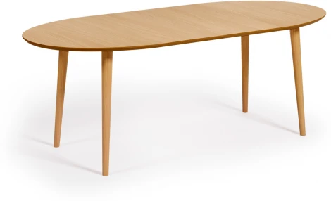 Раздвижной стол Oakland из МДФ с дубовым шпоном и ножками из массива каучука Ø120(200)x90 см La Forma (ex Julia Grup) арт.114617