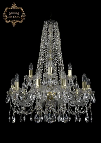 Подвесная люстра Art Classic 11.12 11.12.10+5.240.h-69.Gd.Sp (220V, хрусталь, на цепи, подсвечник, свеча)