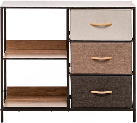 Комод Leset Локи 3 ящ. с полкой, Коричневый, Бежевый Leset (Искусственный лен/Бежевый,Коричневый) арт.2500000183515