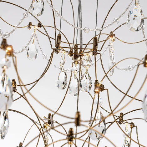 Подвесная люстра светодиодная хрустальная с пультом с регулировкой цветовой температуры Modelux MODELUX ML.7815.750P GD