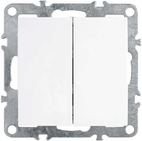 Выключатель двухклавишный (белый) Stekker Эрна 39312