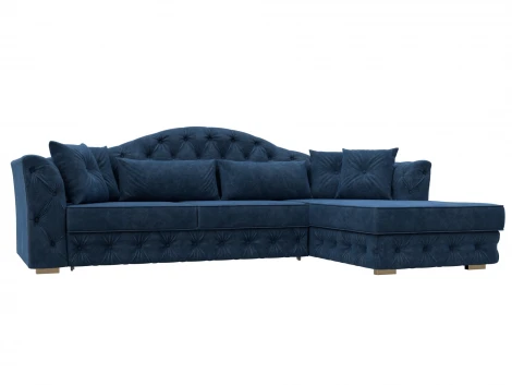 Диван угловой Артис правый угол (Брус,Рейка/Пластик/Велюр/Синий) Лига Диванов 128027