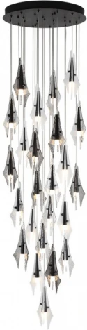 Потолочная каскадная люстра Odeon Light Afalina 5442/137L черный/бел.матовый/прозрачн./дымчатый/металл/стекло LED*137W 3000K (220V, на проводе)