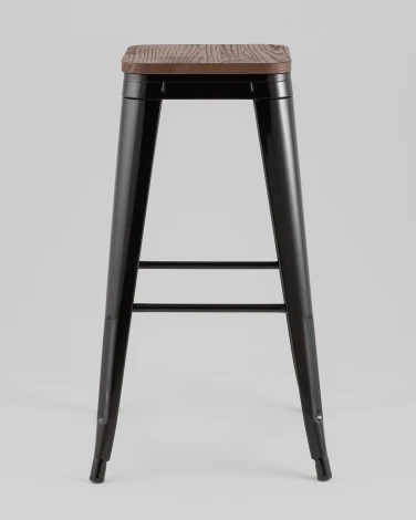 Стул барный TOLIX черный глянцевый + темное дерево KD Stool Group УТ000042112