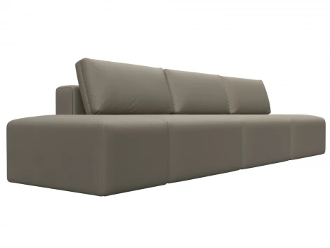 Диван прямой модульный с пуфом Лига-060 НПБ Лонг (ЛДСП,Брус,Фанера/Пластик/Экокожа/Бежевый) Лига Диванов 130056