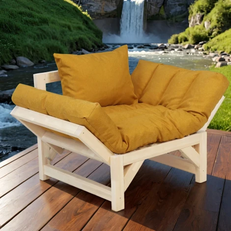 Кресло Бинго ткань savana plus yellow, каркас лак Mebelik арт.009292