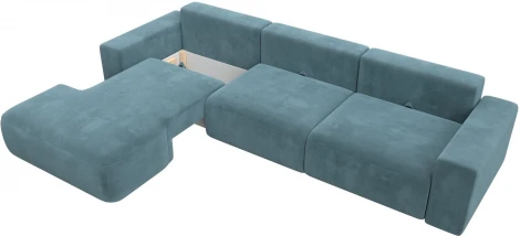 Диван угловой Лига-036 НПБ Классик Лонг левый угол (Бирюзовый/Велюр) Лига Диванов арт.121391L